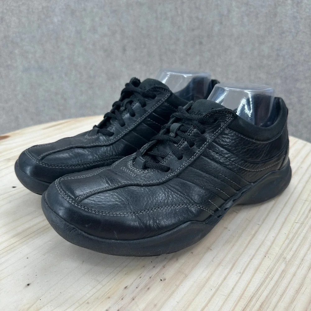 Clarks Clarks Wave Walk Mens 8M Black‎ Leather Lace Up Walking Shoes Sneakers